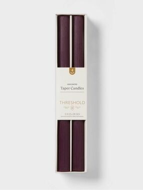 4pk Ribbed Taper Candle Set Purple - Threshold
